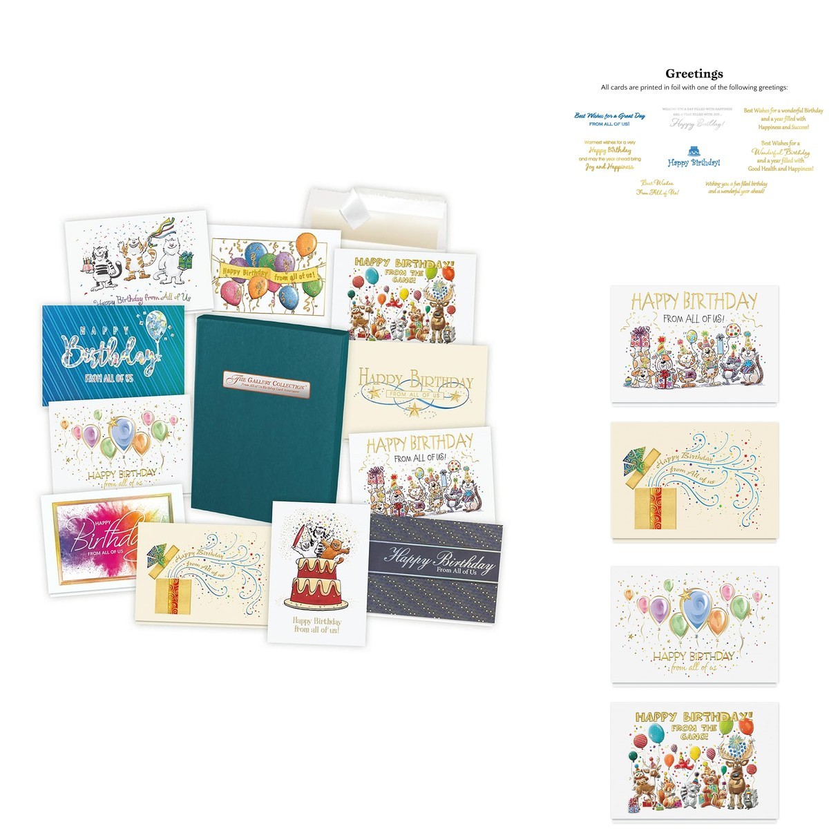Gallery Collection Birthday Cards Assortment Box 35 Cards Foil Embossing