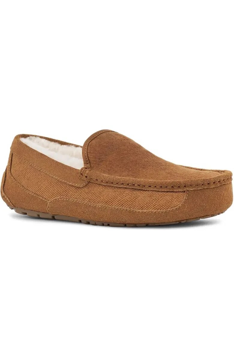 UGG Ascot Corduroy II Driver Men\'s Slip-On Shoes Size 9 Chestnut - New