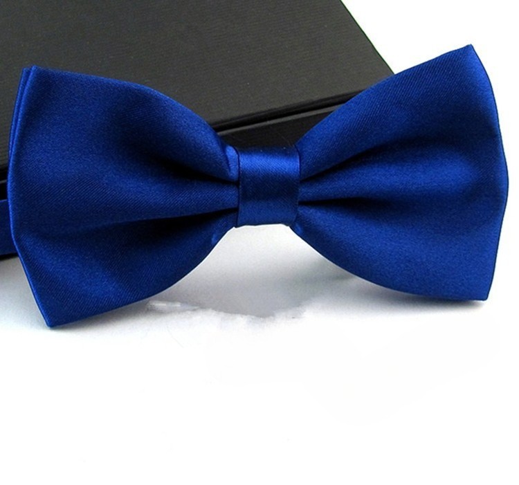 Royal Blue Pre-Tied Bow Tie for Men, Satin Tuxedo Accessory with Adjustable Band