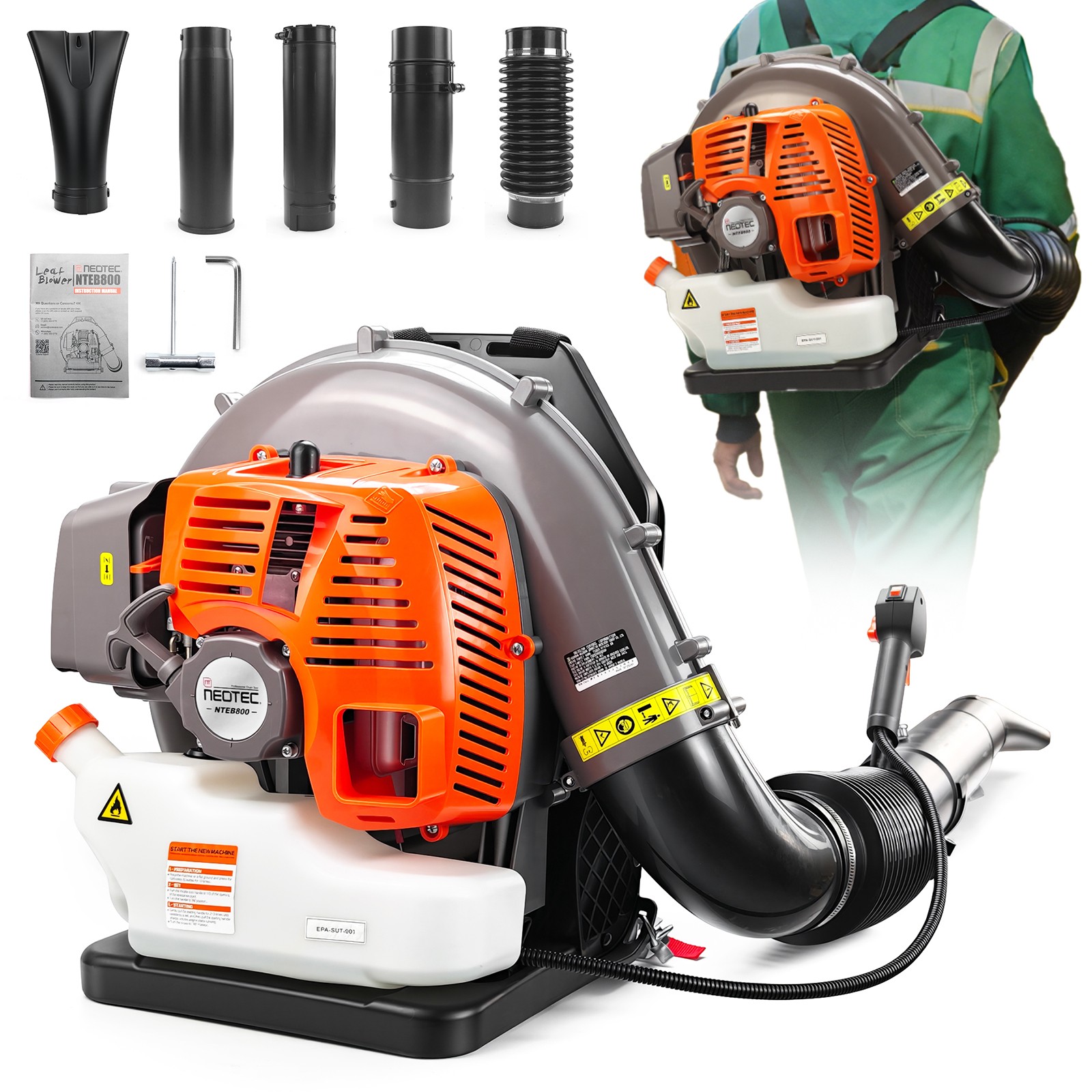2026 Upgraded 79.4CC 2-Stroke 984CFM 194MPH Commercial Backpack Gas Leaf Blower