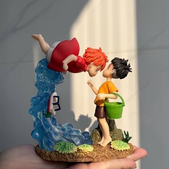 15cm Anime Ponyo On the Cliff Mermaid Princess Ponyo Meets Muneshige Figure