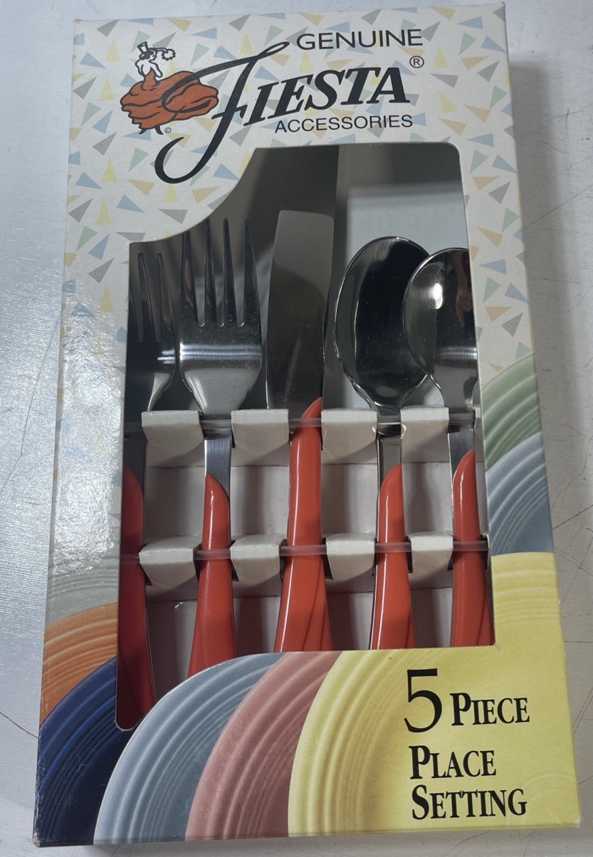 Fiesta Persimmon Orange 5 Piece Flatware Place Setting NIB Stainless Steel