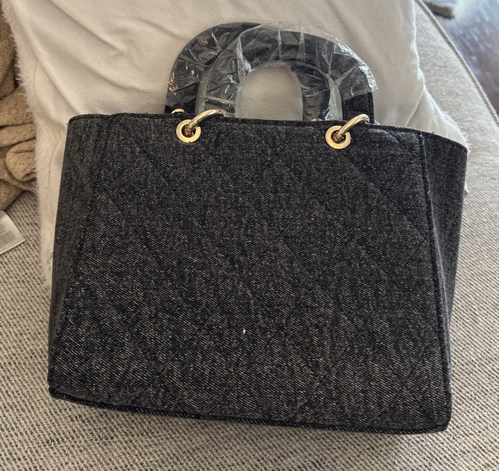 NWT, Hello 3 am Women’s Denim Quilted Hand Bag/Cross Body, Gray