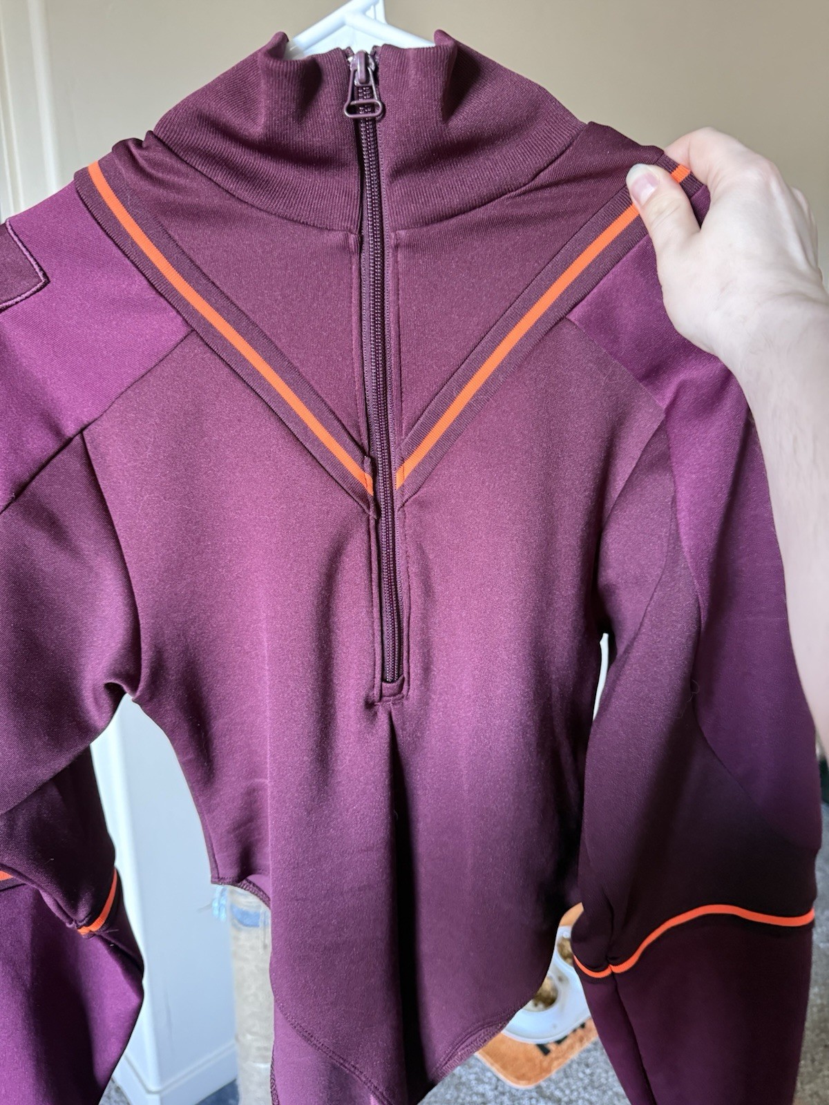 adidas x Ivy Park Bodysuit Maroon/Solar Orange, Size Small, Half Zip, Beyoncé