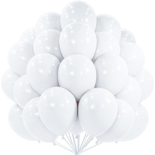 PartyWoo White Balloons 100pcs 12 Inch Latex Helium White Balloons PartyWoo White Balloons 100pcs 12 Inch Latex Helium White Balloons