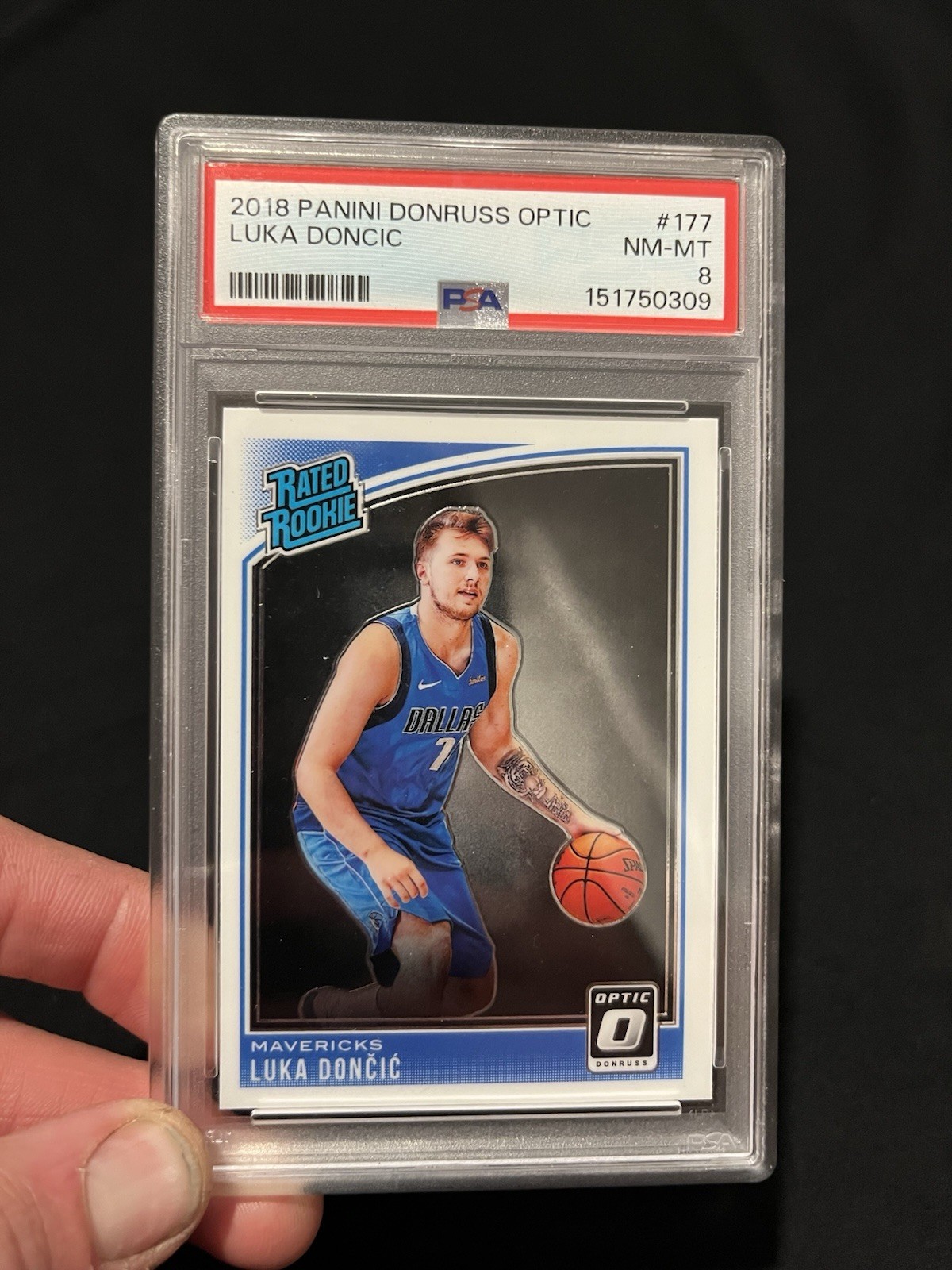 Panini Donruss Optic Rated Rookie Luka Dončić #177 PSA 8 Dallas Mavericks Panini Donruss Optic Rated Rookie Luka Dončić #177 PSA 8 Dallas Mavericks