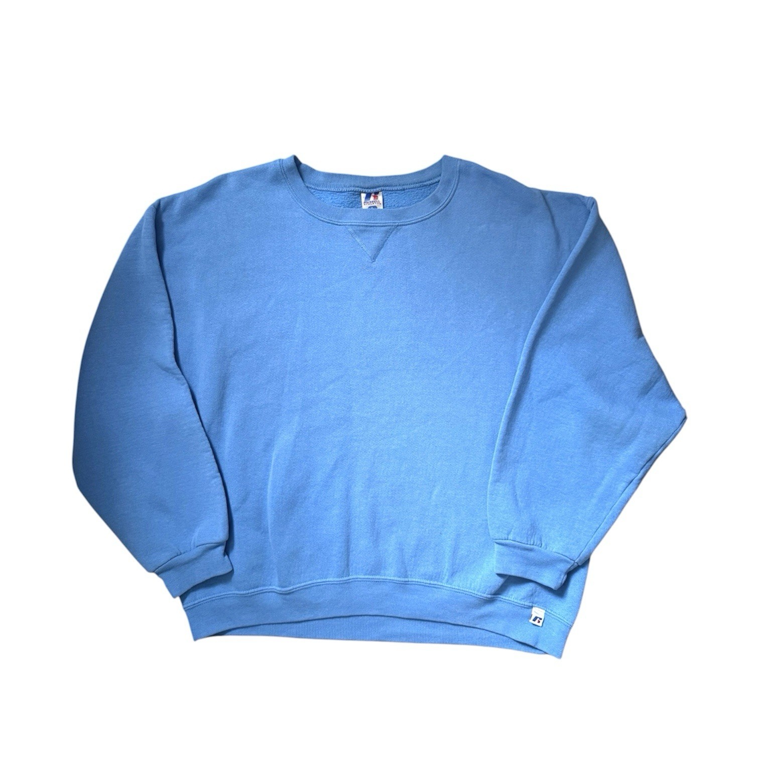 VTG 90s Streetwear Light Blue Russell Athletic Crewneck Sweatshirt Size Large