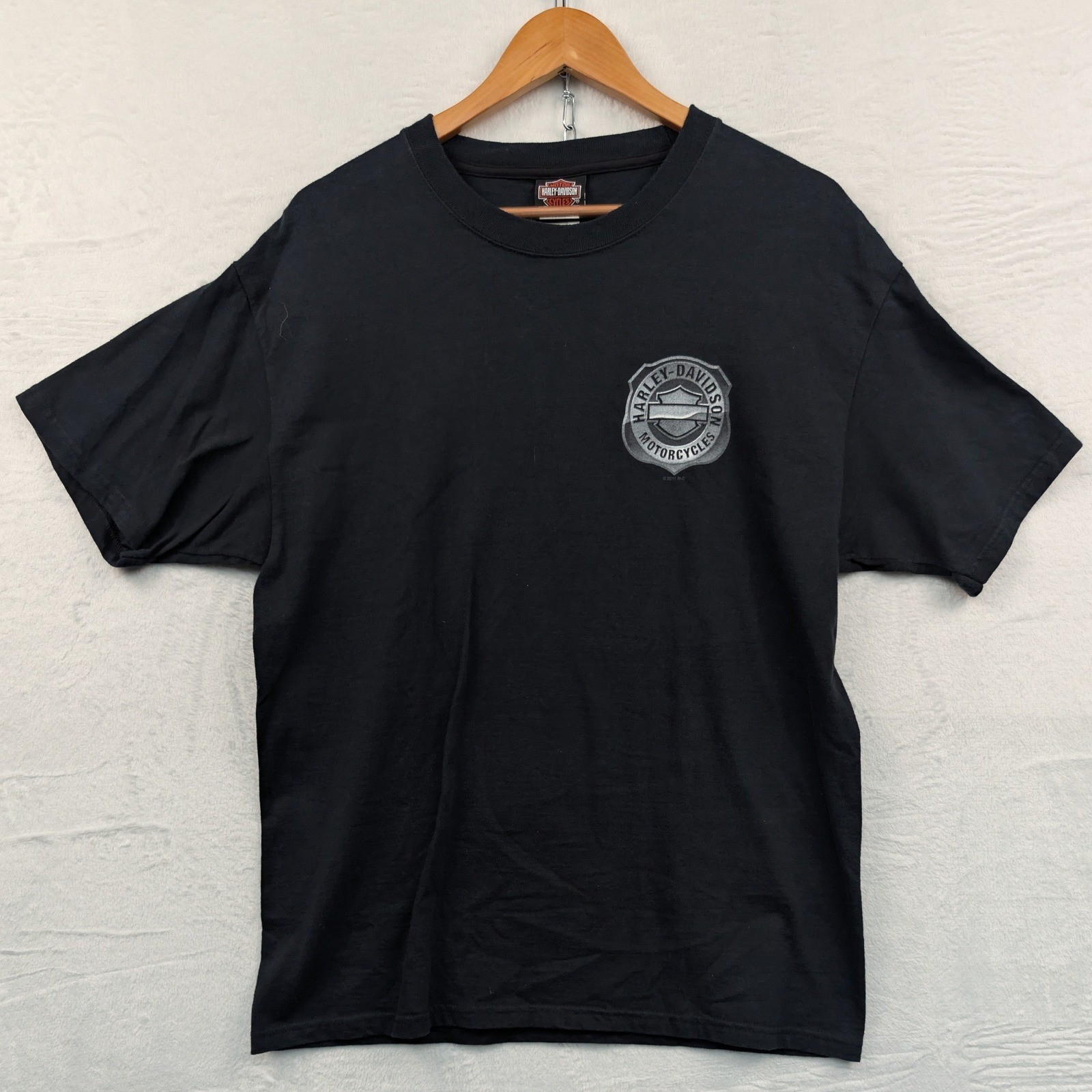 Harley Davidson T-Shirt Men\'s L Black Crewneck Moto Biker Americana Streetwear