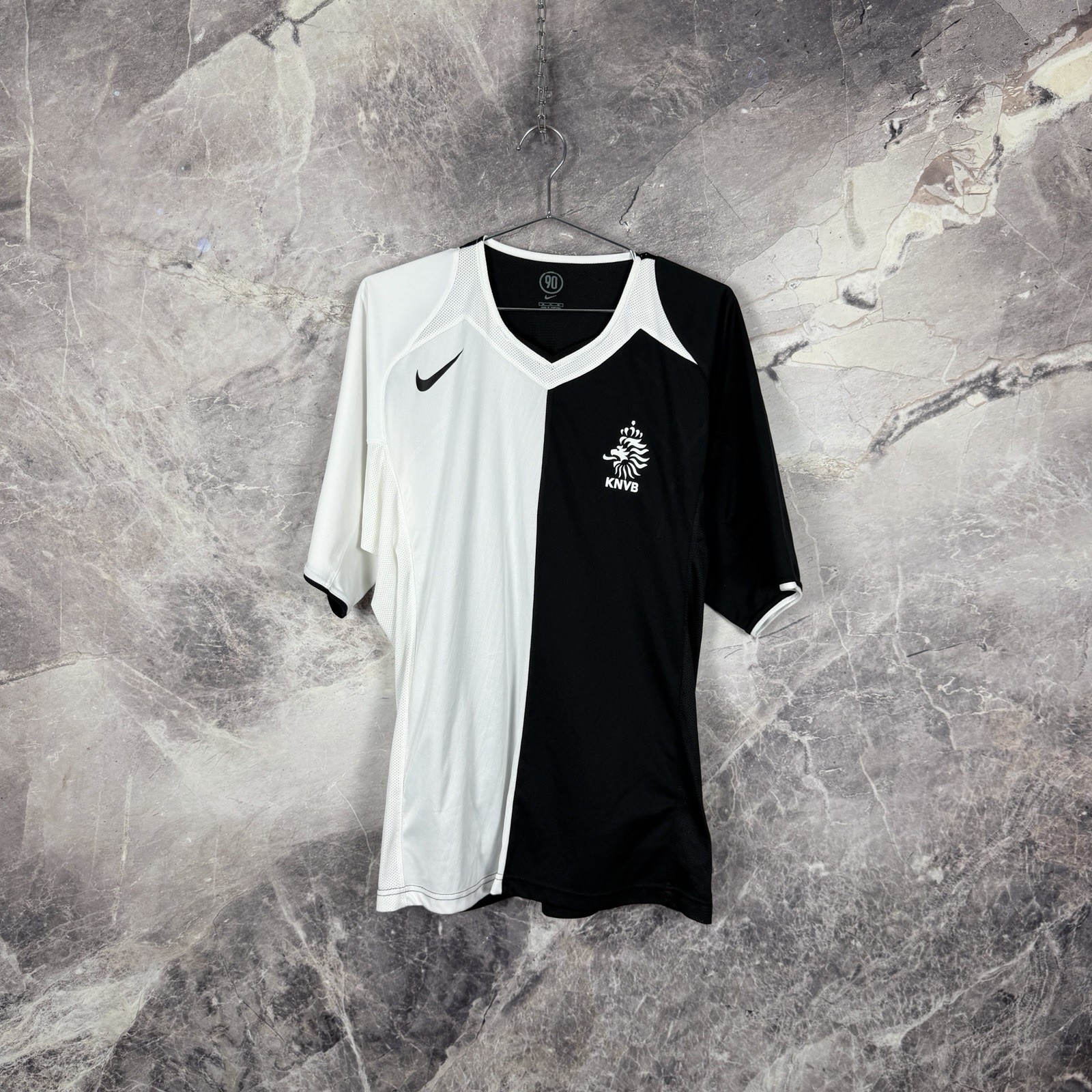 Netherlands KNVB Nike Total 90 Soccer Jersey Black White Vintage Y2K