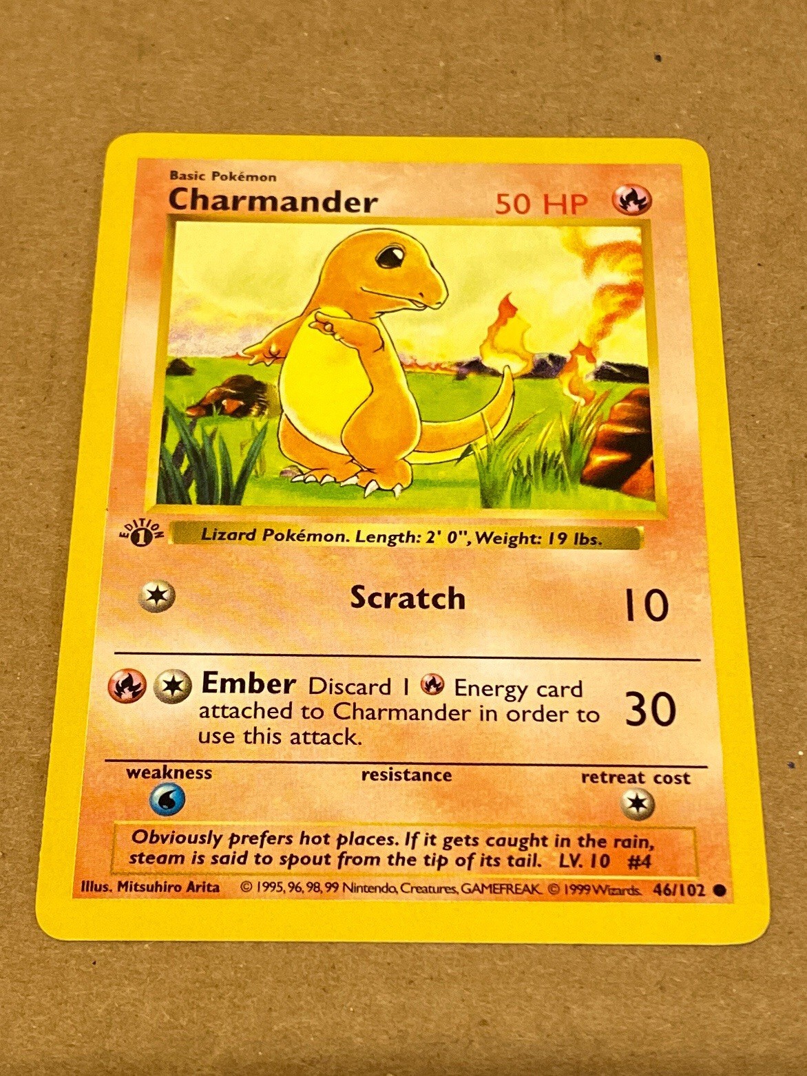 Pokemon Charmander 46/102 Base Set 1st Edition Shadowless 1999 WOTC