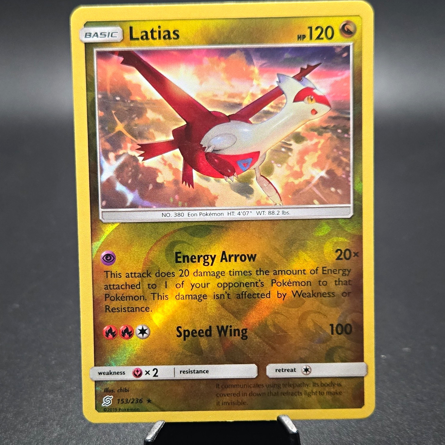 Pokémon TCG Latias 153/236 SM-Unified Minds Reverse Holo Rare Eng 2019 120 HP Pokémon TCG Latias 153/236 SM-Unified Minds Reverse Holo Rare Eng 2019 120 HP