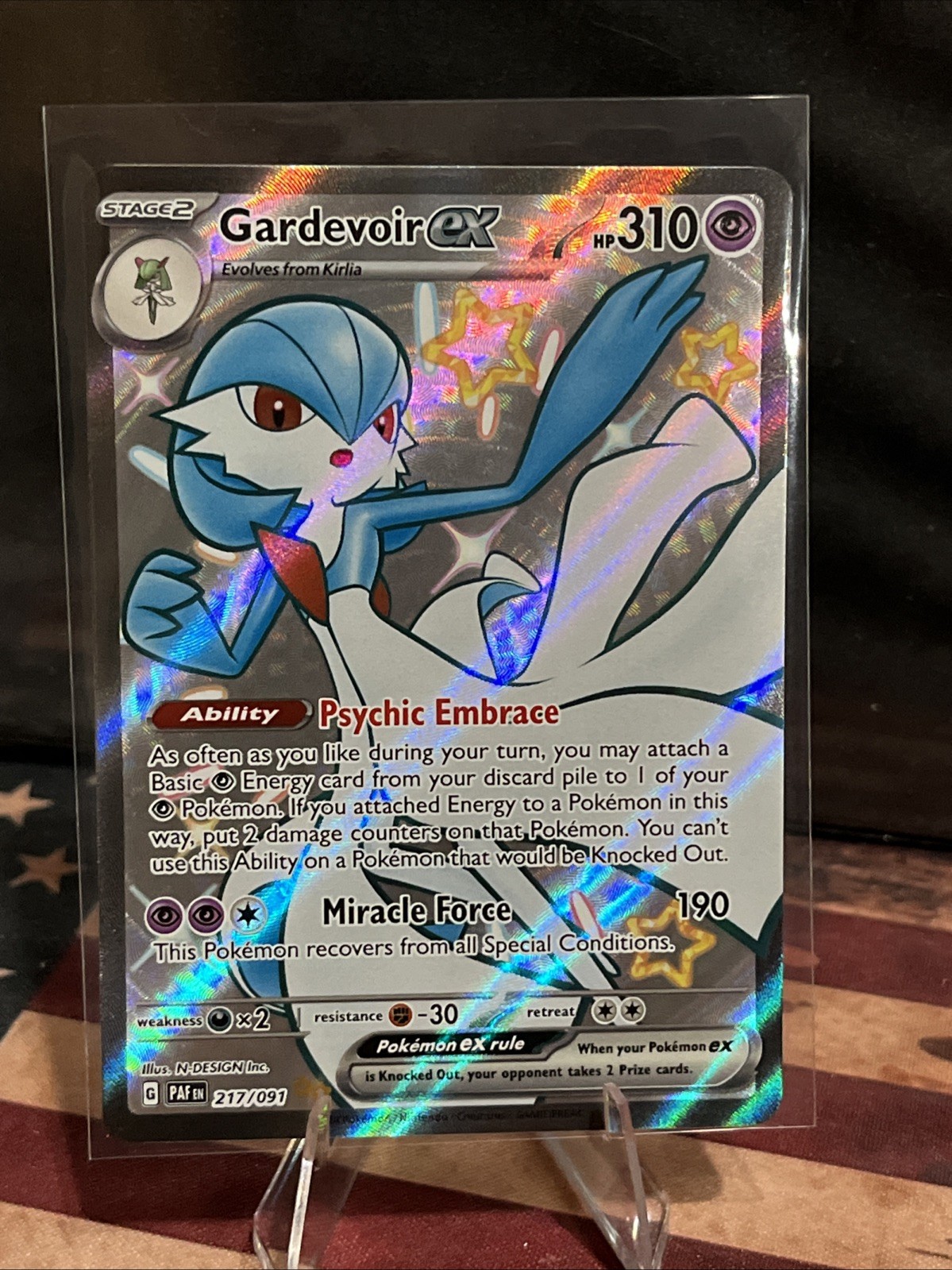Pokemon Gardevoir ex SV Paldean Fates Full Art Holo Shiny Ultra Rare 217/091