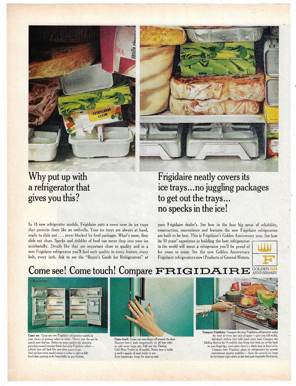 Frigidaire Refrigerator Vintage Appliance Ad Kitchen Appliances Mid Century 1965