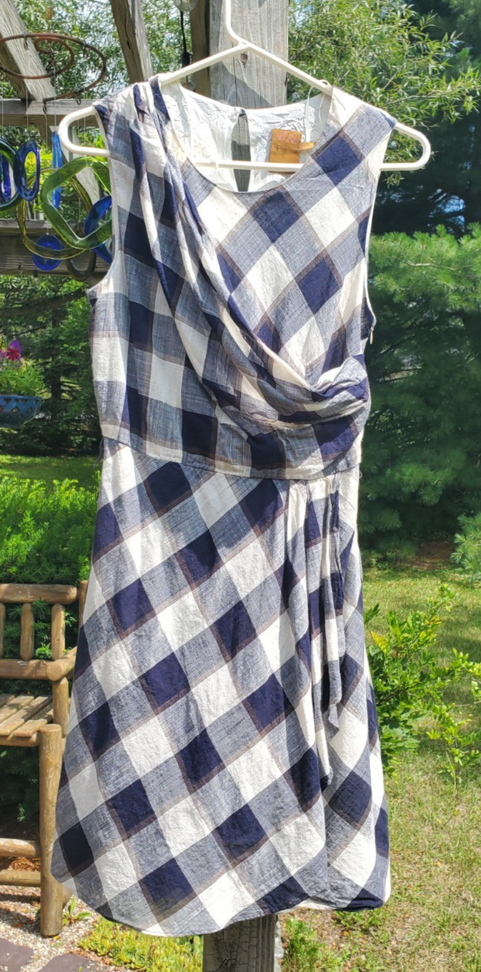 Ali Ro Anthropologie Cotton Blue, Gray & White Plaid Sleeveless Dress Size 6 Ali Ro Anthropologie Cotton Blue, Gray & White Plaid Sleeveless Dress Size 6
