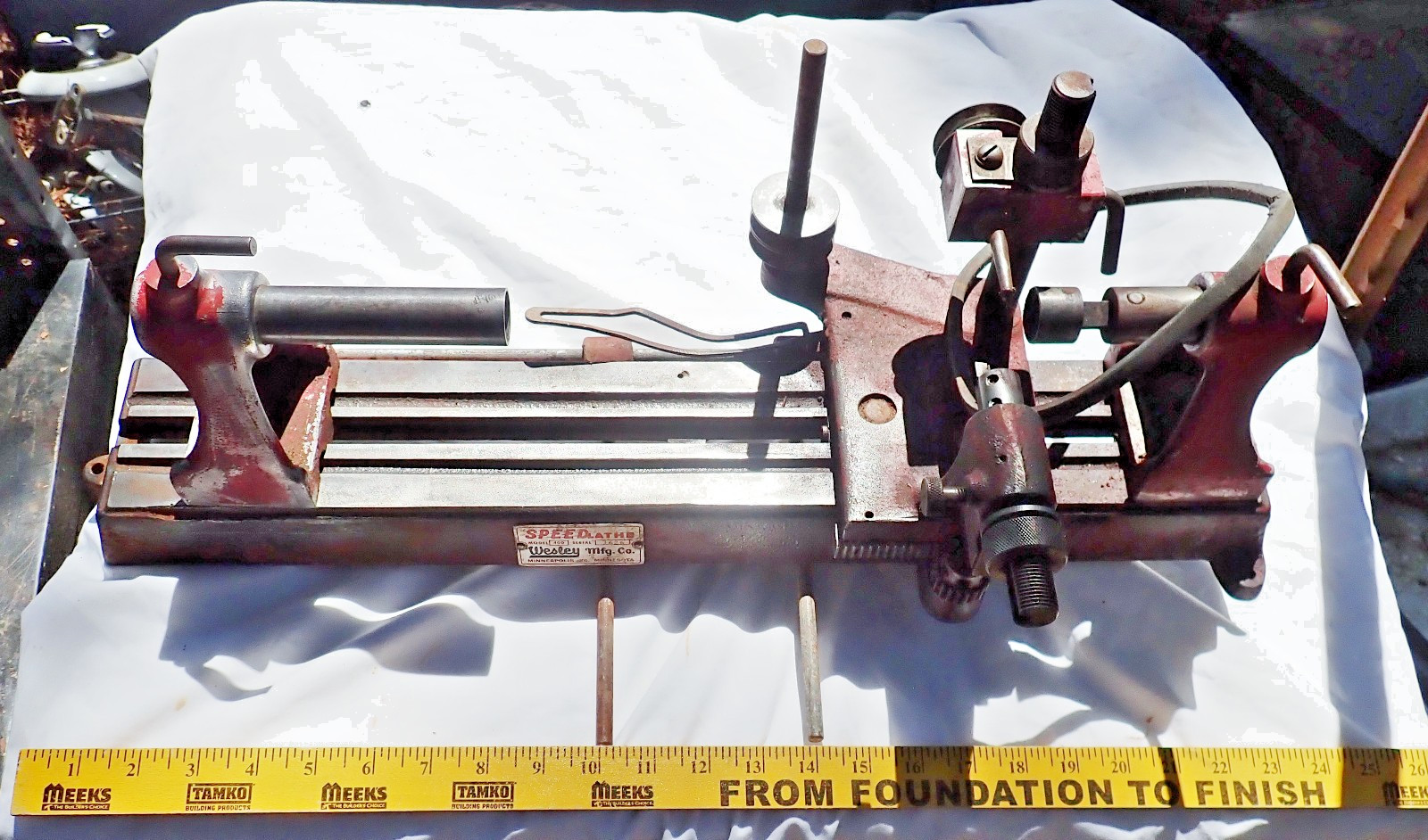 Antique Vtg Wesley Mfg Co Model 400 Speedlathe Cast Iron Commutator Lathe (Read)