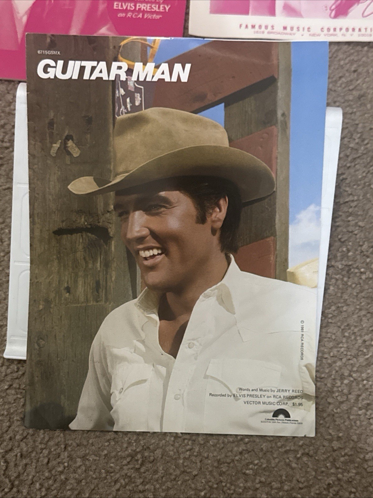 Vintage Elvis Presley Sheet Music Guitar Man 1981 RCA cover Jerry Reed Vintage Elvis Presley Sheet Music Guitar Man 1981 RCA cover Jerry Reed