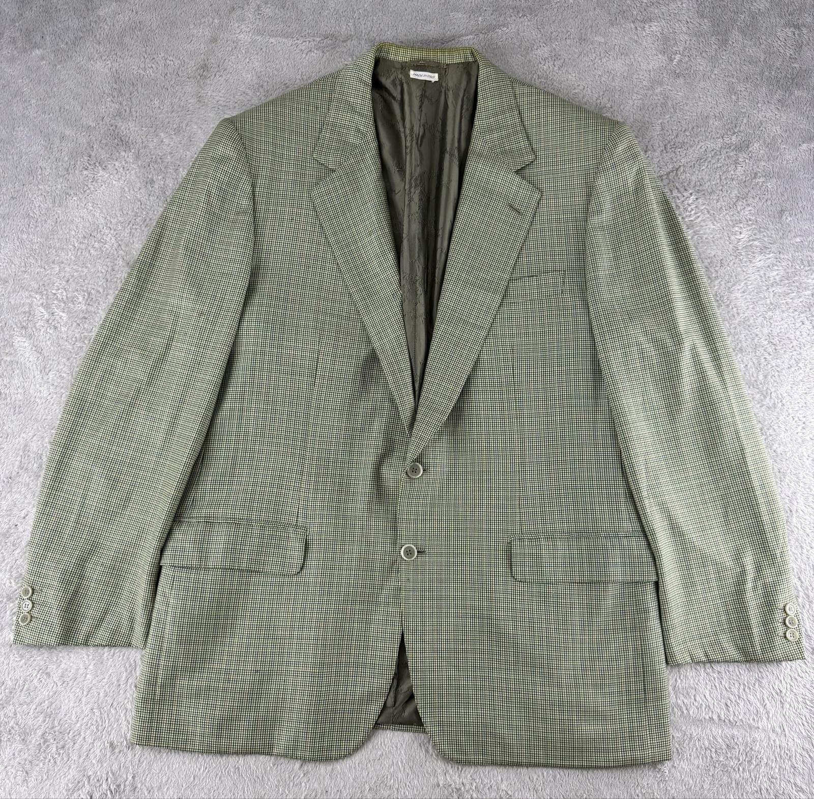Brioni Blazer Mens 44 Green Wool Houndstooth Glen Plaid Italy Bergdorf Goodman