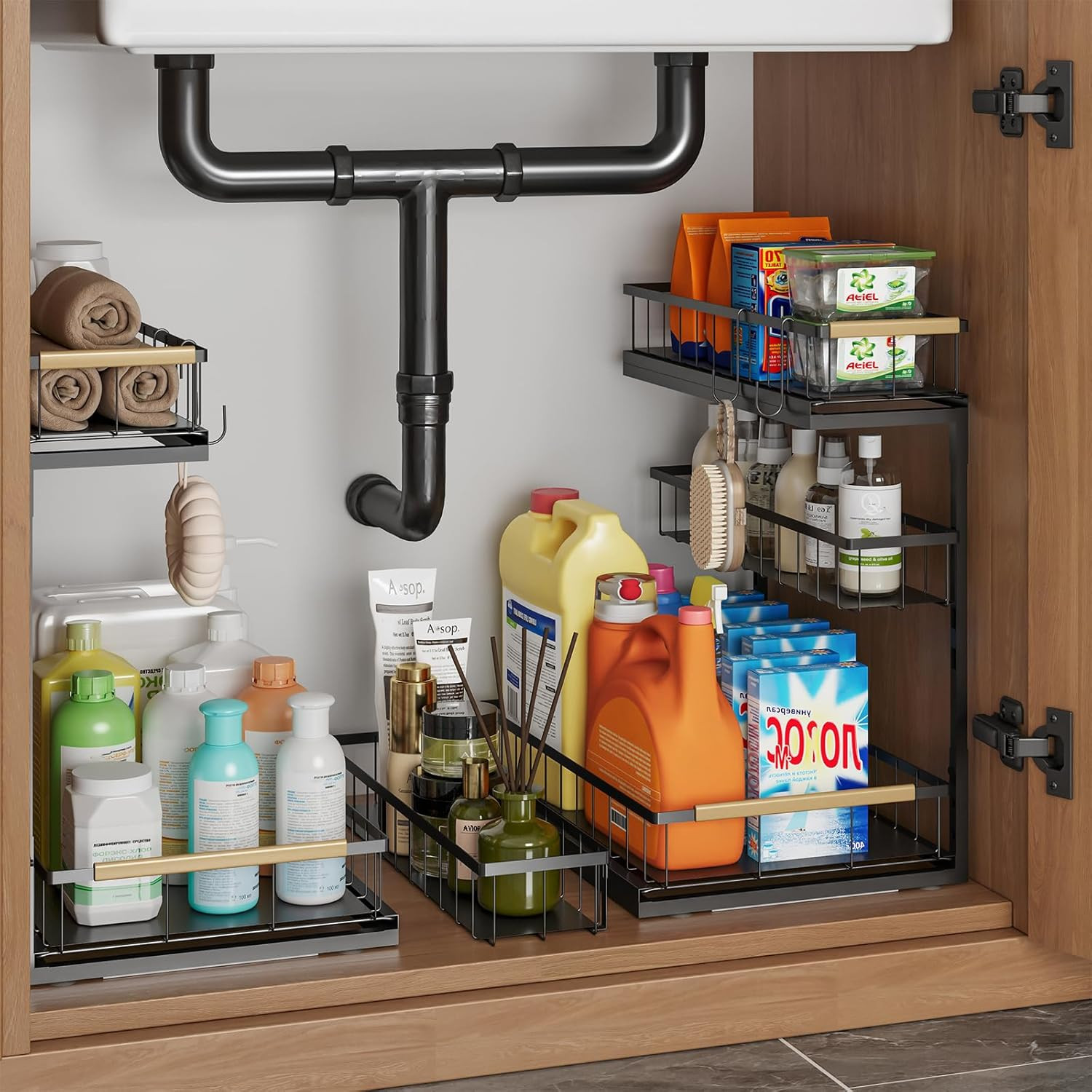 Under Sink Organizer and Storage for Bathroom and Kitchen - 2 Pack 3 Tier under