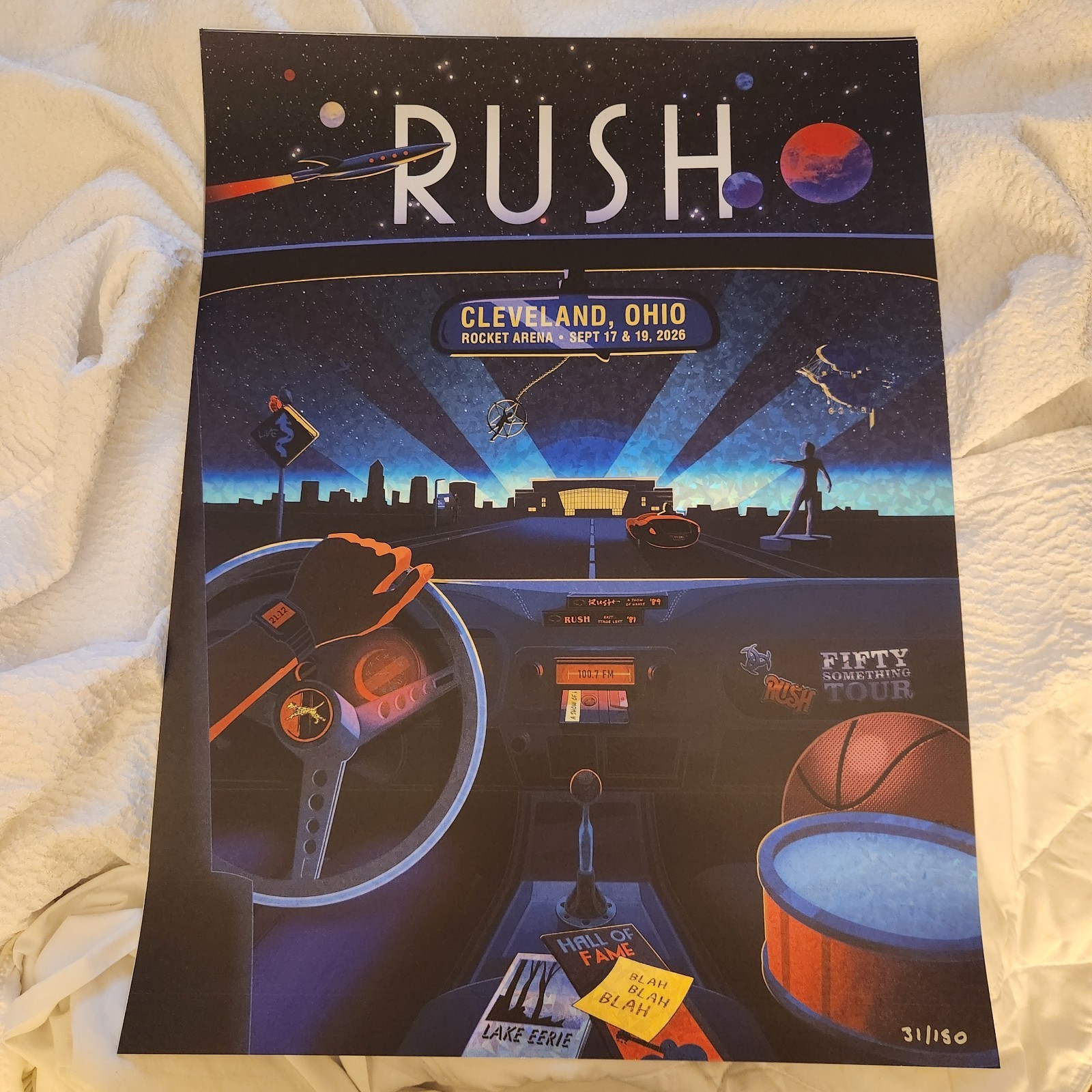 Rush 50 Something Tour 9/17/26 Cleveland Ohio Foil Poster 31/150Authentic Rush 50 Something Tour 9/17/26 Cleveland Ohio Foil Poster 31/150Authentic