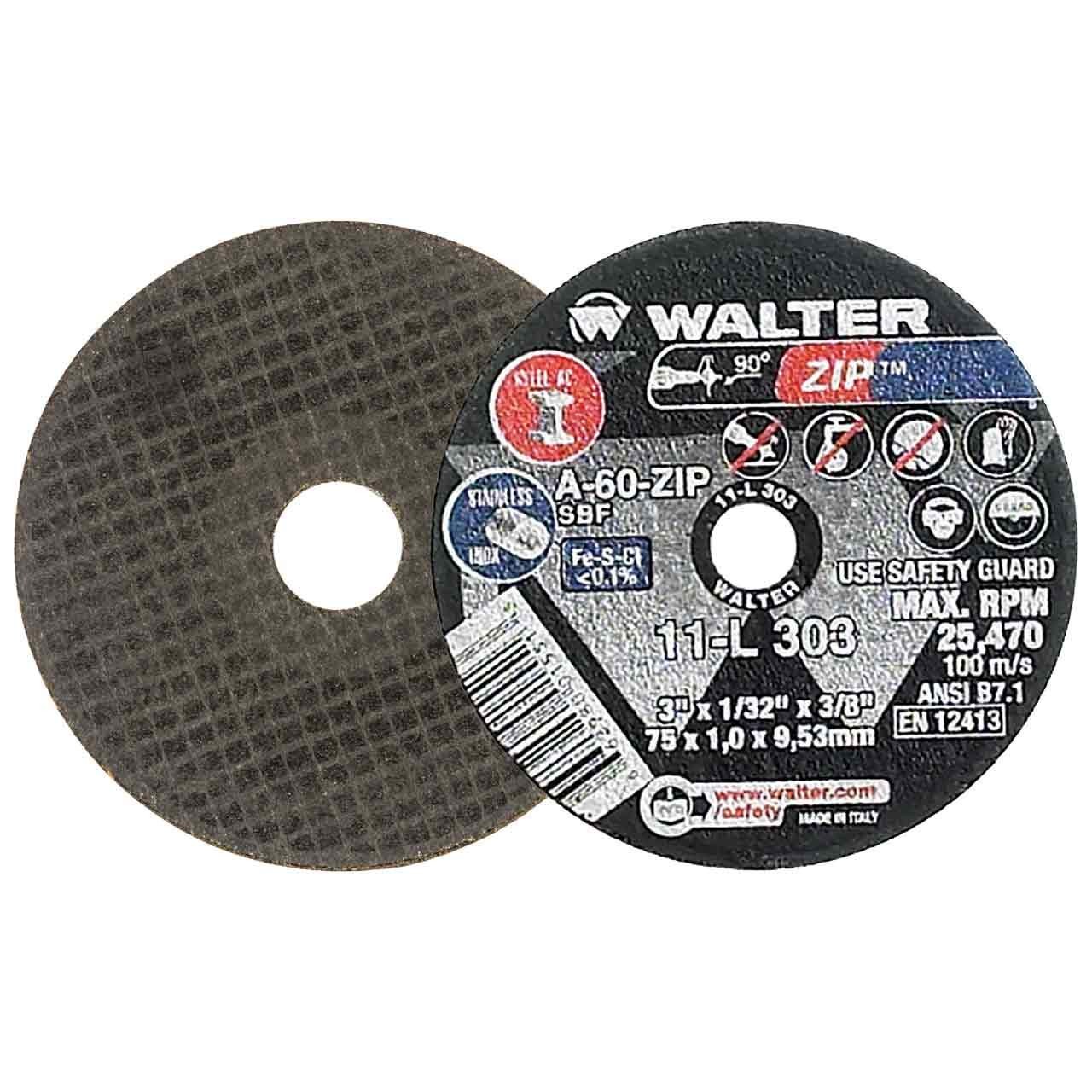Walter Surface Technologies 3x1/32x3/8 A60 Cut-Off Wheels Steel/Stainless 25pk