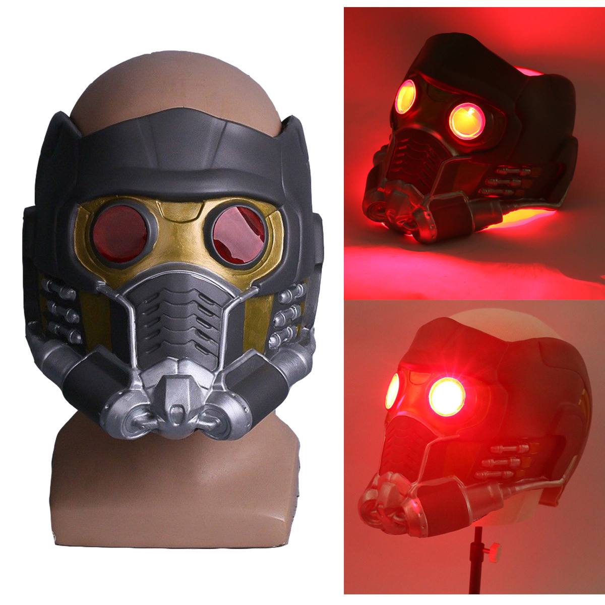 Star Lord LED Helmet Cosplay Superhero Star Lord Quill LED Mask Props Latex