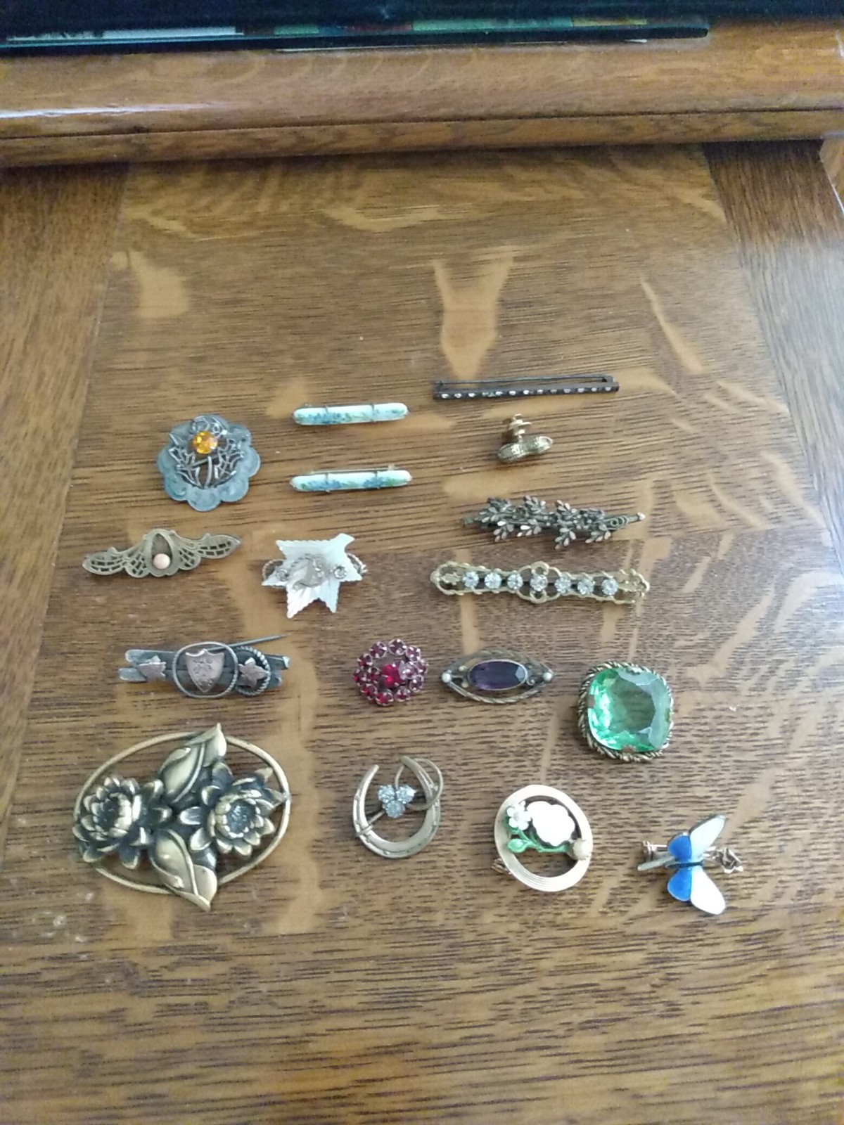Antique Lot Of 17 Pins Deco Victorian Edwardian Enamel Flowers Czech Glass Antique Lot Of 17 Pins Deco Victorian Edwardian Enamel Flowers Czech Glass