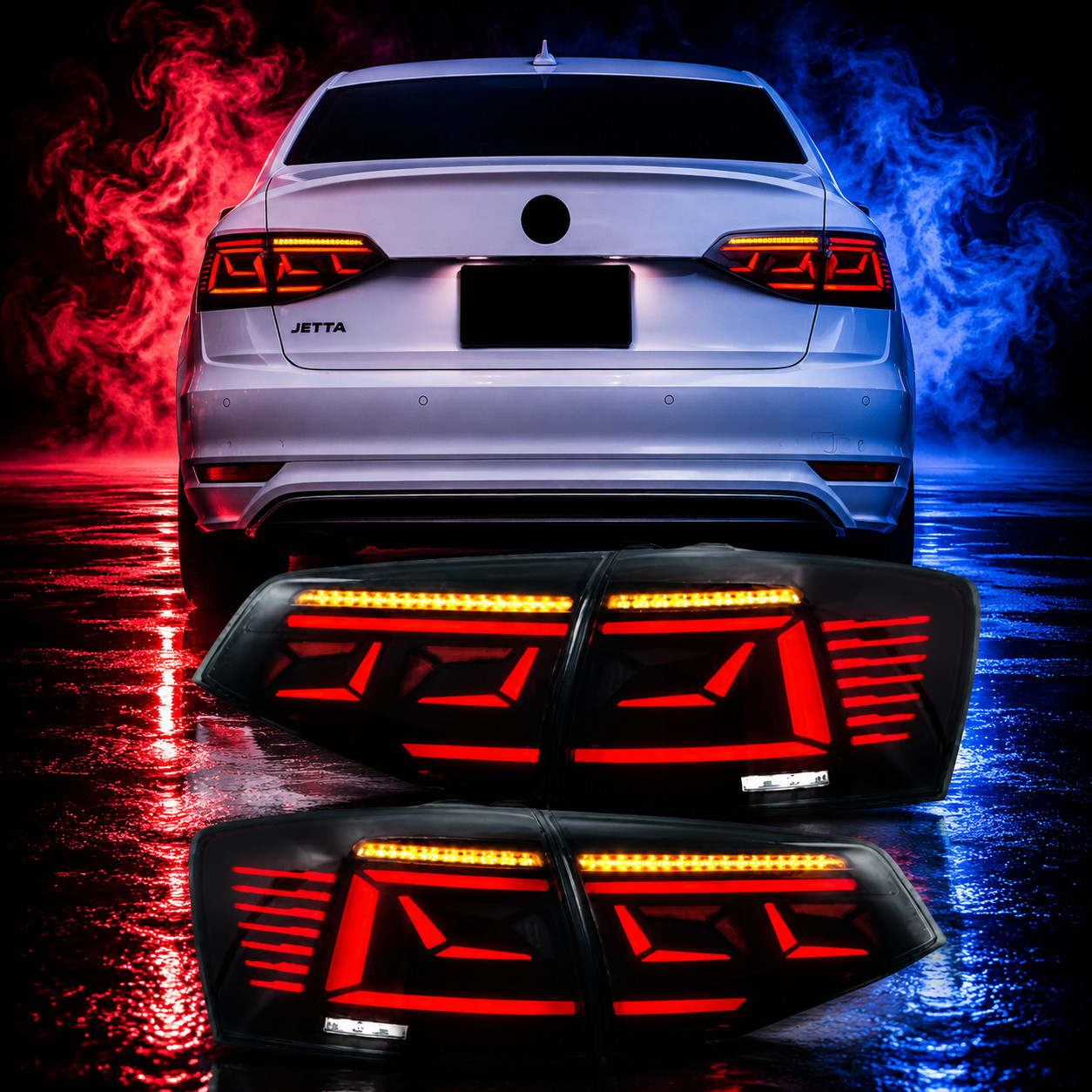 VLAND LED Smoekd Tail Lights For VW Jetta MK6 2015-2018 W/Animation & Sequential