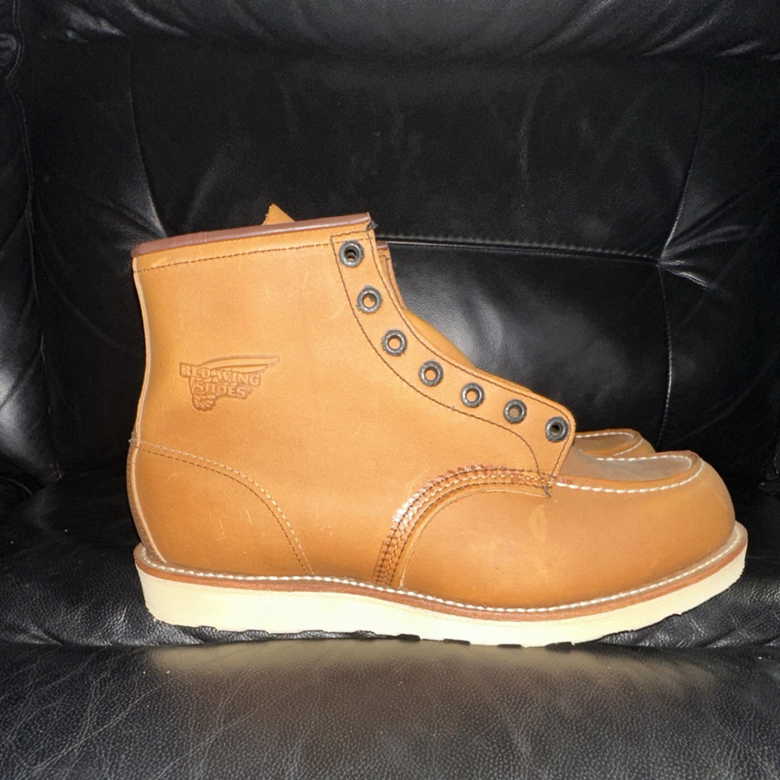Red Wing Shoes Men\'s Brown Leather Moc Toe Lace-Up Ankle Boots US 10 D