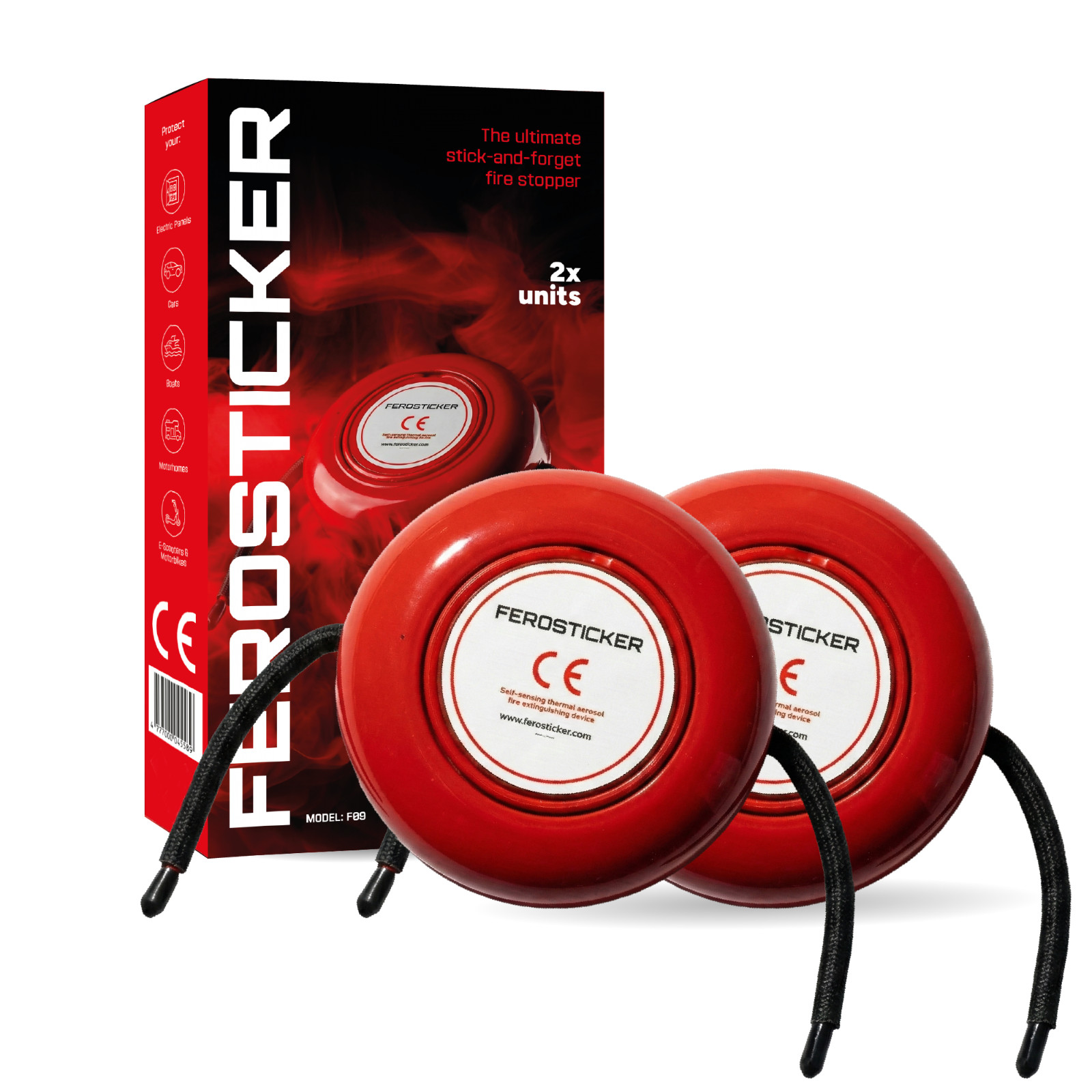 FEROSTICKER Small Automatic Fire Extinguisher for Large Electric Panels (2 Pack)
