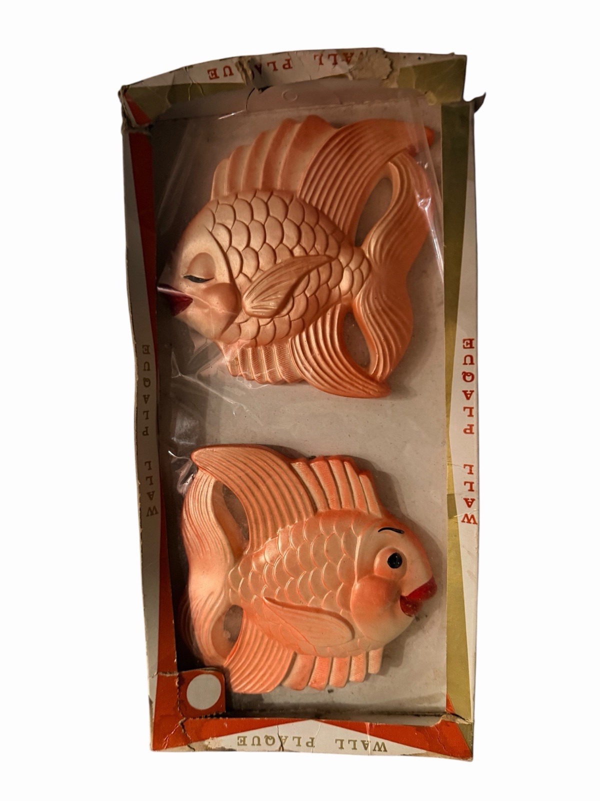 Vintage Miller Studio, Inc Chalkware Fish Wall Plaques Set of 2 in Box 🍑 1970’s