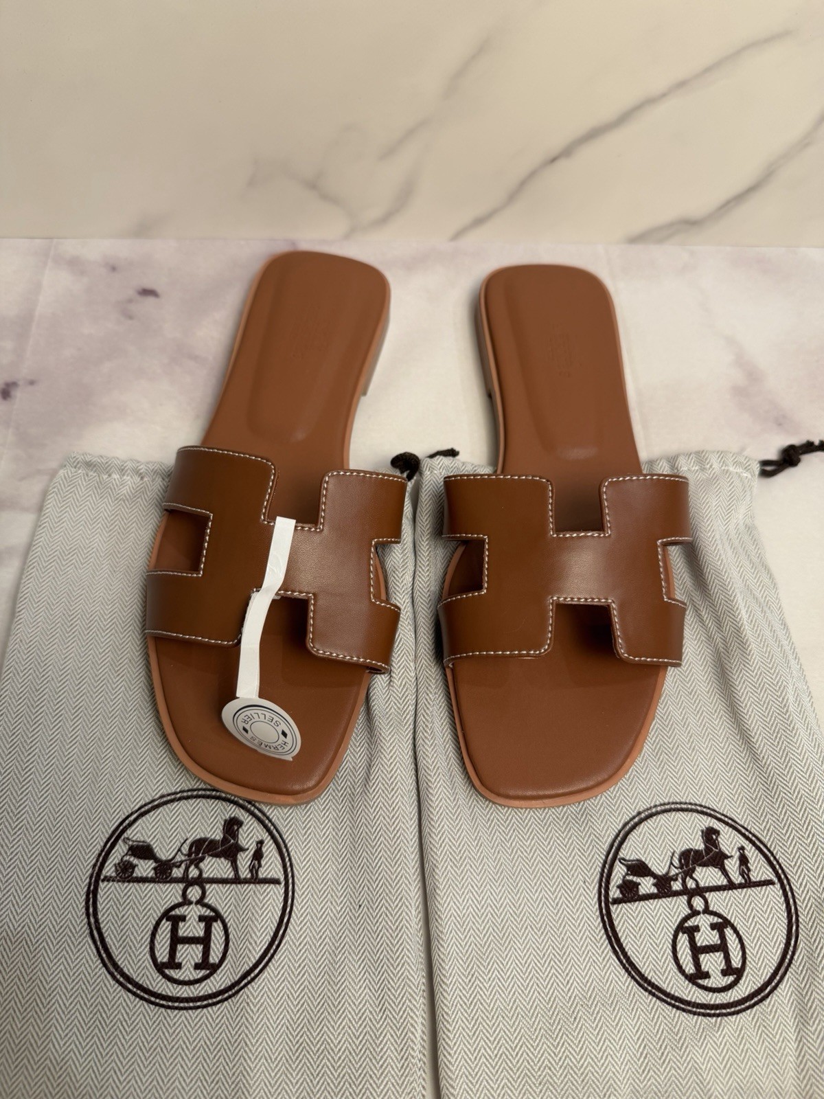 Hermes Oran Slip-On Sandals Women Size EU 39/US 9 Brown