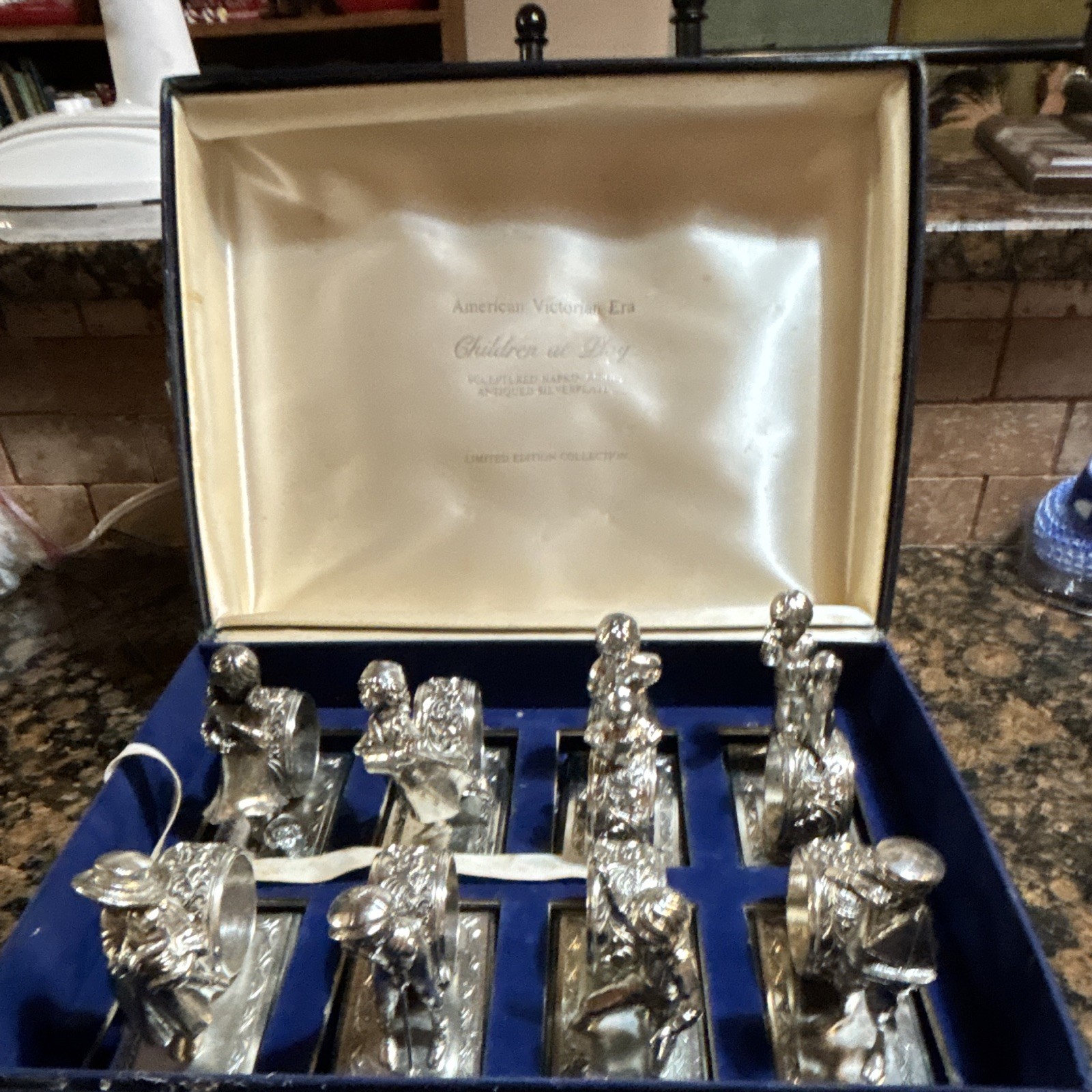 Rare Vintage 1979 Lance Children at Play Napkin Rings Set of 8 Silverplate Rare Vintage 1979 Lance Children at Play Napkin Rings Set of 8 Silverplate
