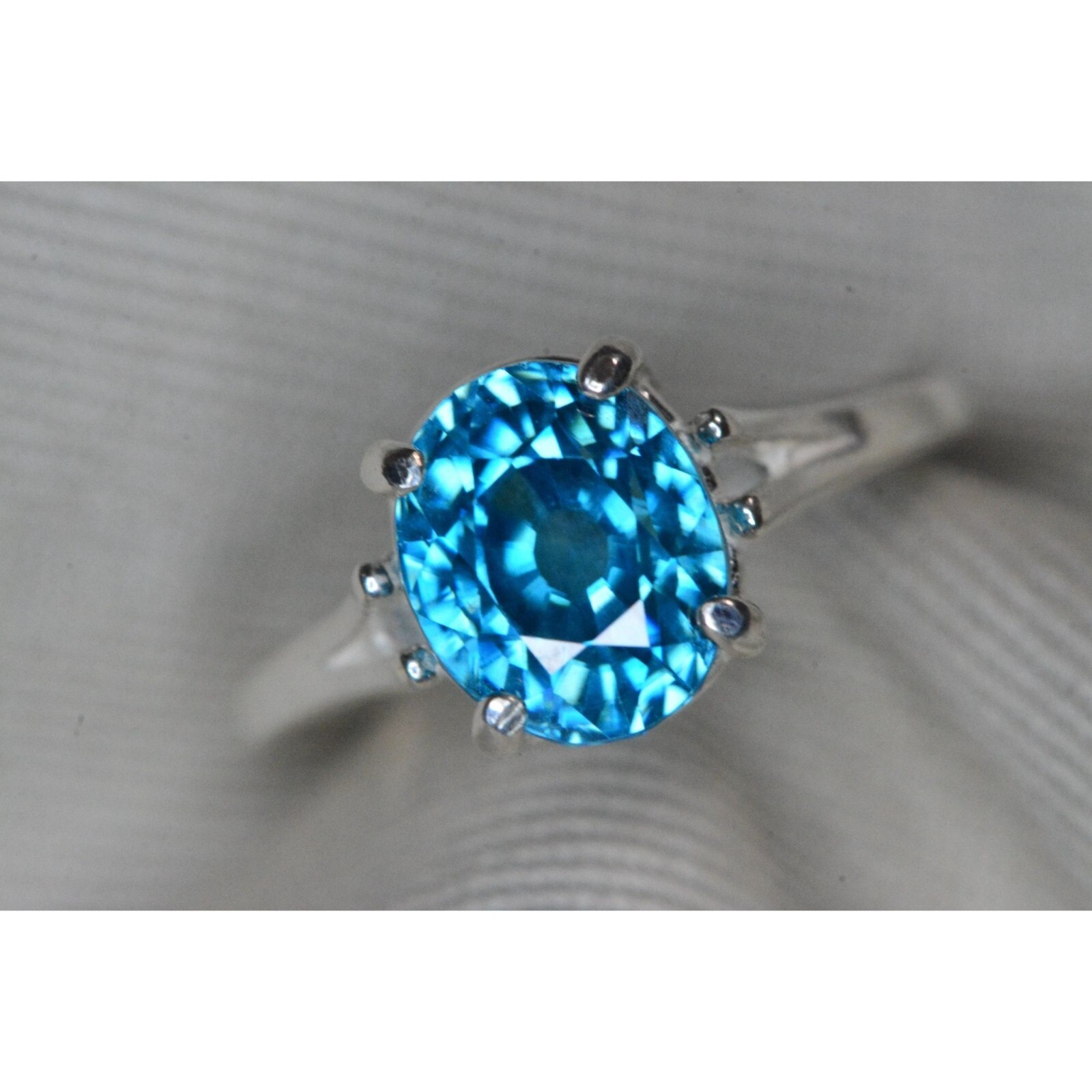 Certified 5.59ct Blue Zircon Ring Sterling Silver Solitaire Real Genuine BZ105