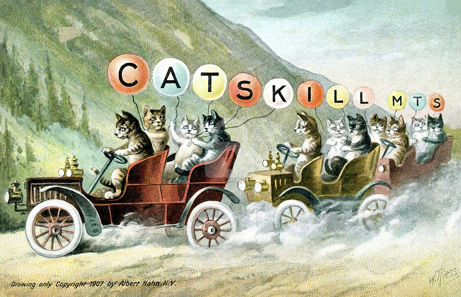 Large Letter Greetings from Catskill Mountains, New York NY Postcard Copy