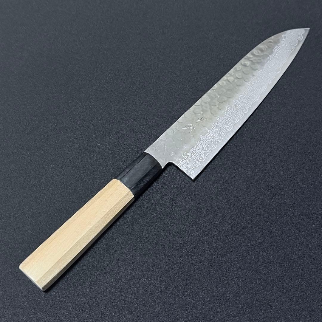 Sensuke VG10 Damascus 180mm Santoku Knife Hammered Octagonal Handle
