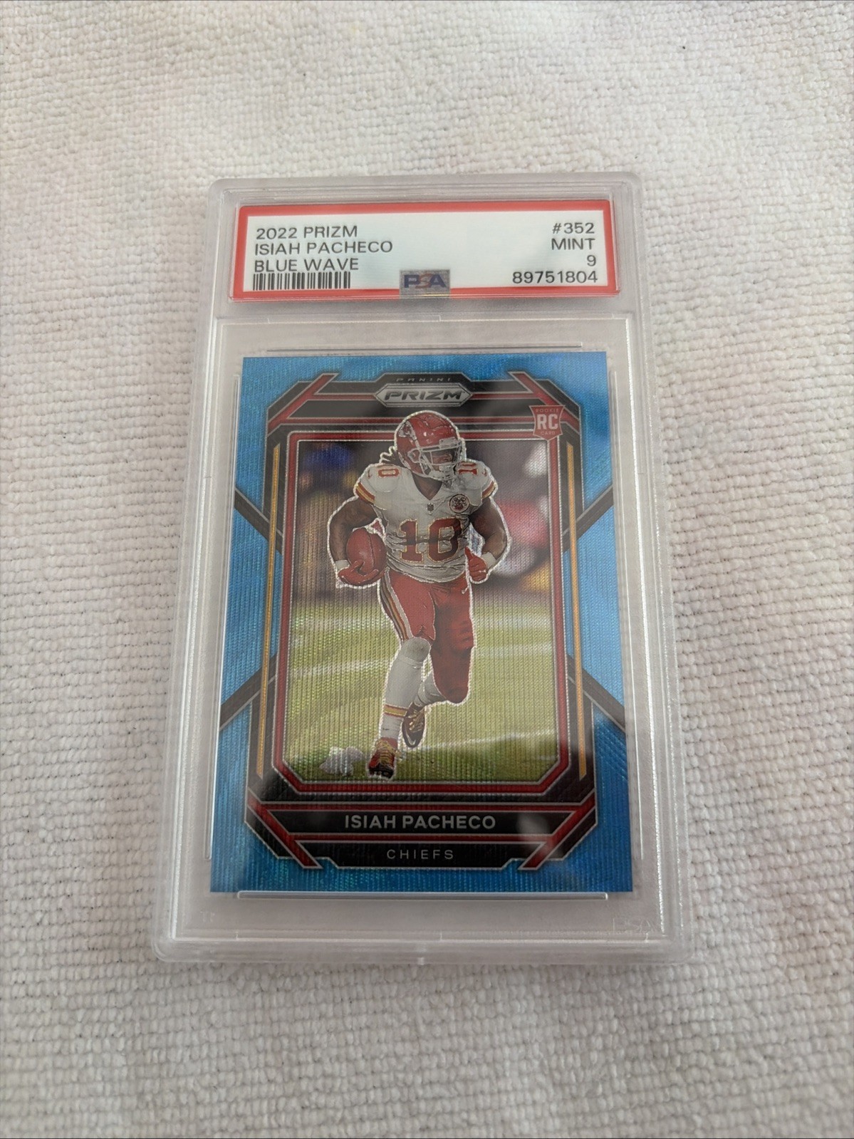 2022 Panini Prizm Rookies Isiah Pacheco #352 Blue Wave /199 PSA 9 2022 Panini Prizm Rookies Isiah Pacheco #352 Blue Wave /199 PSA 9