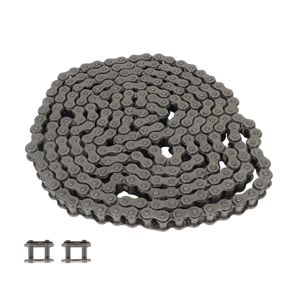 #40 Roller Chain 10 Feet With 2 Connecting Links Carbon Steel  Pitch Size 0.500