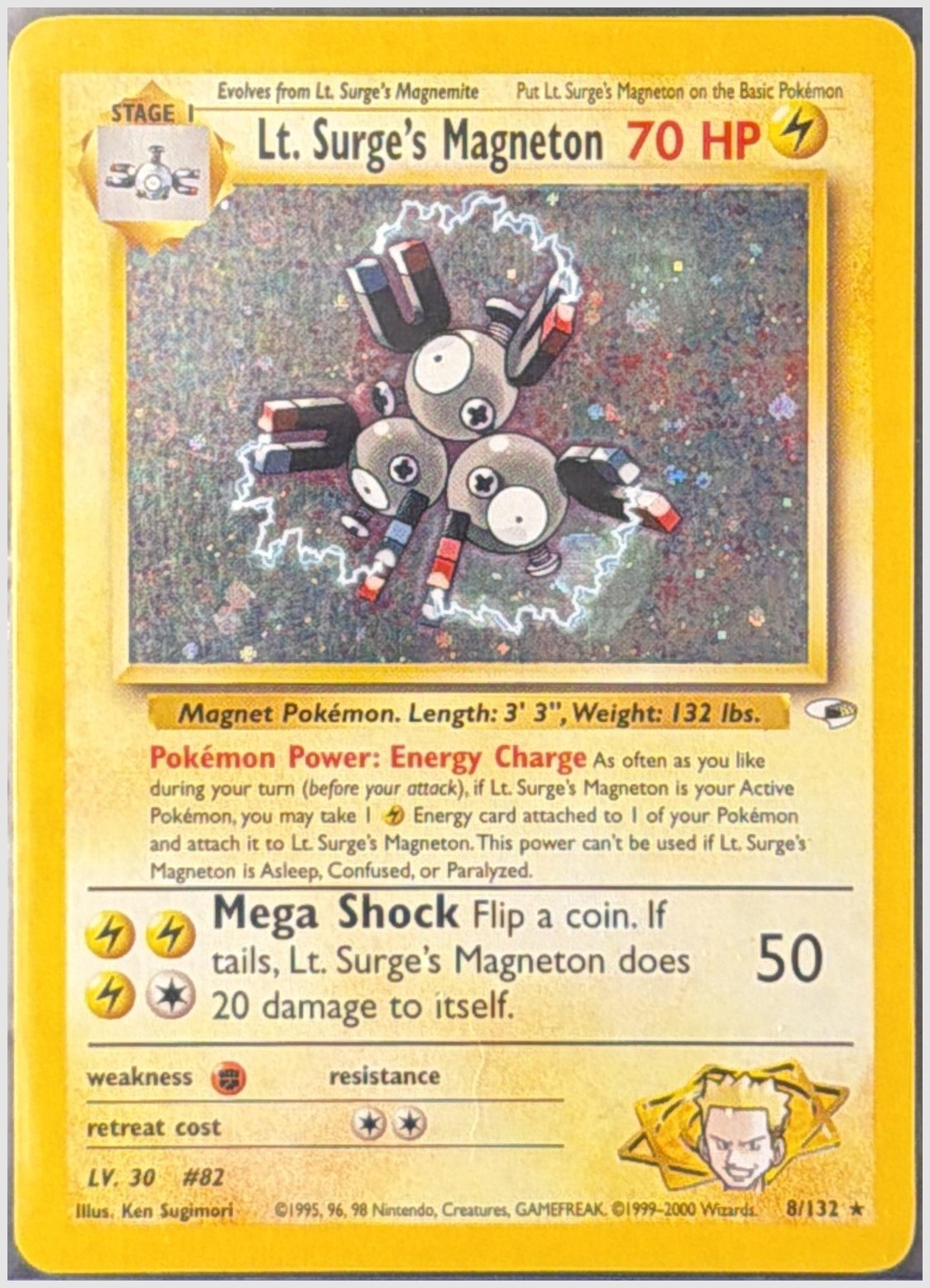Lt. Surge's Magneton 8/132 Gym Heroes Unlimited Holofoil Lightly Played