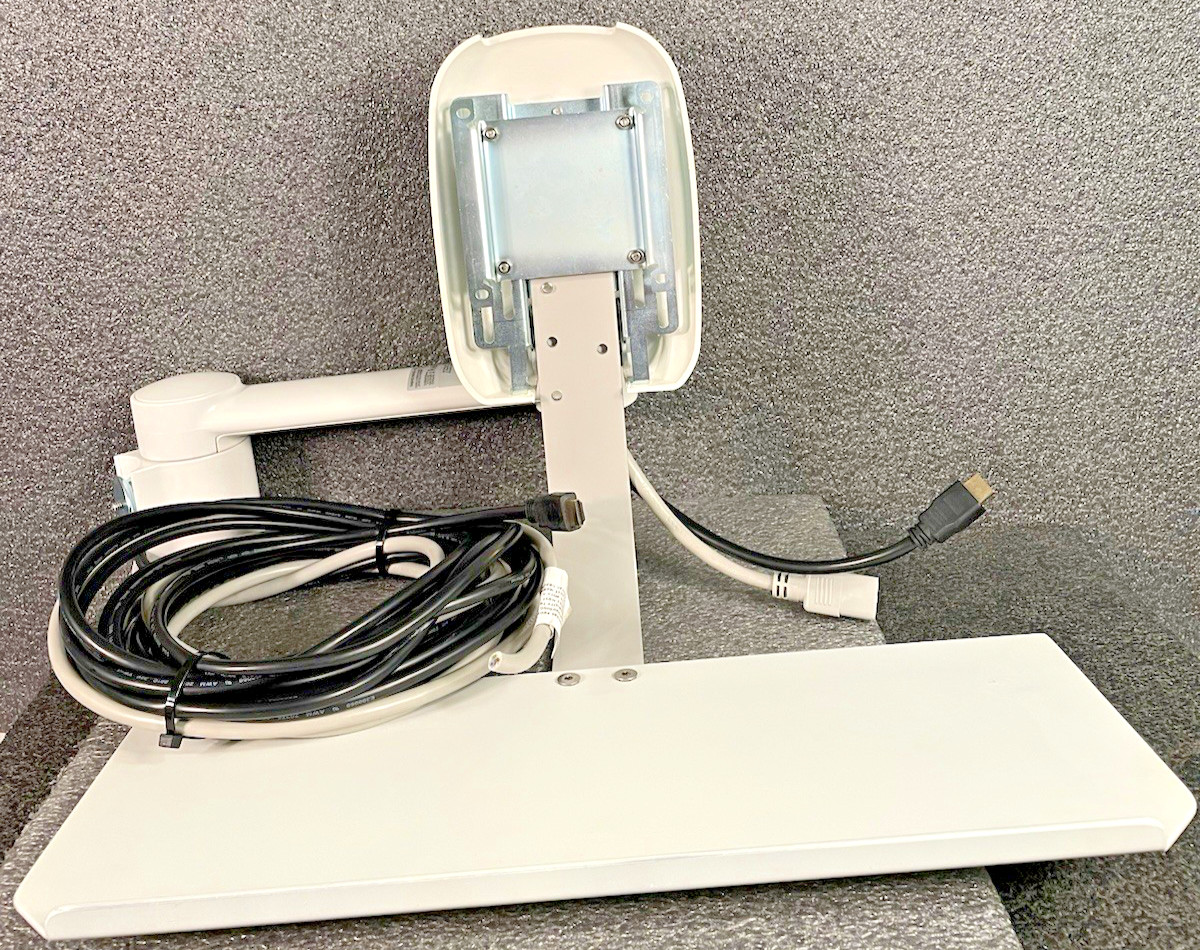 Adec 482 Dental Post Mount Monitor Bracket Arm w/ Keyboard Holder & Cords Cables