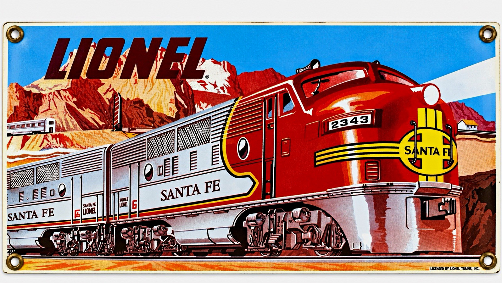Ande Rooney Lionel Santa Fe 2343 Porcelain Railroad Sign 12x8 USA Ande Rooney Lionel Santa Fe 2343 Porcelain Railroad Sign 12x8 USA