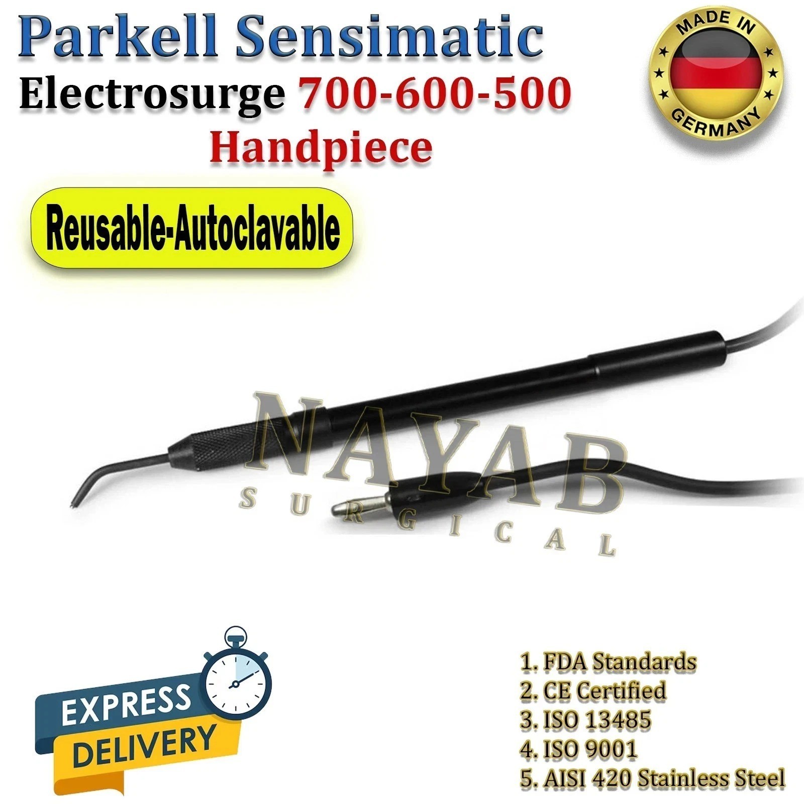Parkell Sensimatic 500 600 700 Black Handpiece Electrosurge CE Parkell Sensimatic 500 600 700 Black Handpiece Electrosurge CE