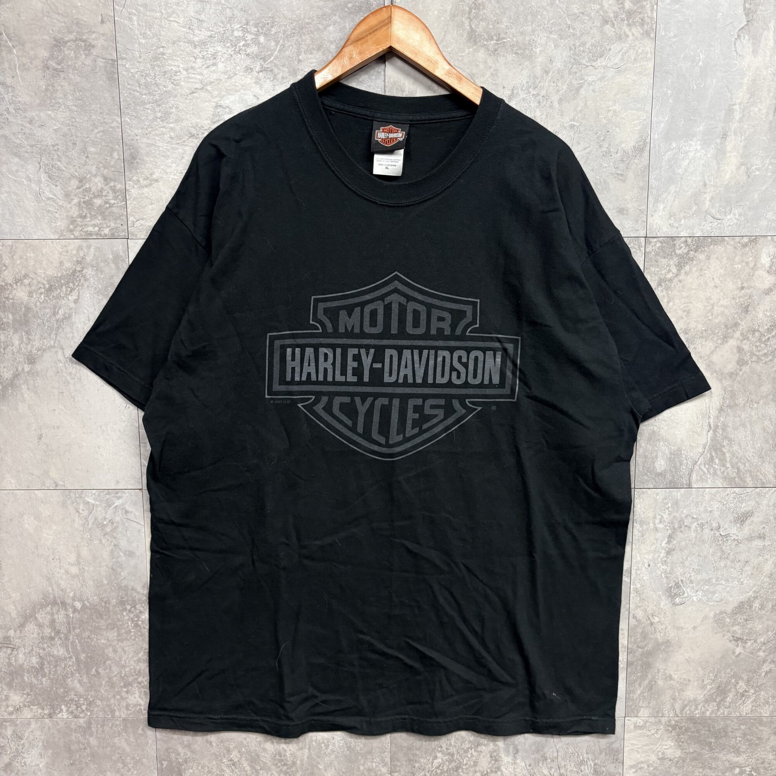 Harley-Davidson Bar Shield T Shirt Men\'s XL Black Gray Tonal Made USA Vintage