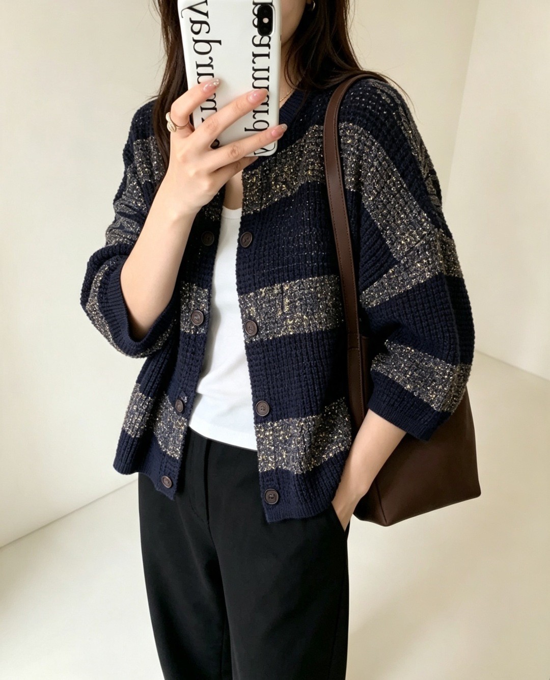 Brunello/ Cucinelli Casual Sequin Mesh Short-Sleeve Knit Cardigan