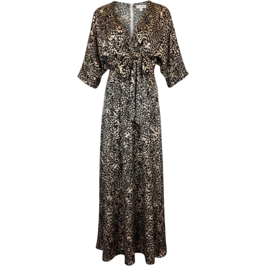 Baltic Born Black Tan Morlana Tie Front Maxi Dress Small New with Tags