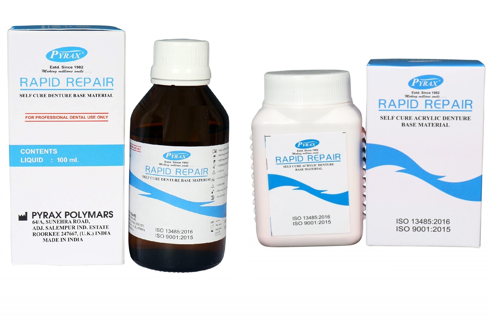Dental Rapid Repair Self Cure Liquid 100ml & Powder 100gm (Pink) Same as Picture