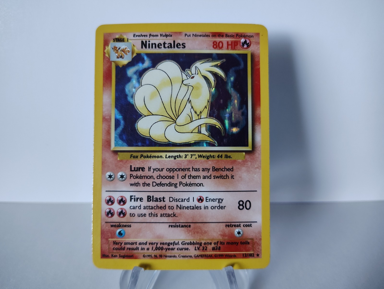 Ninetales 12/102 Holo Holo Rare Base Set Unlimited Pokemon MP