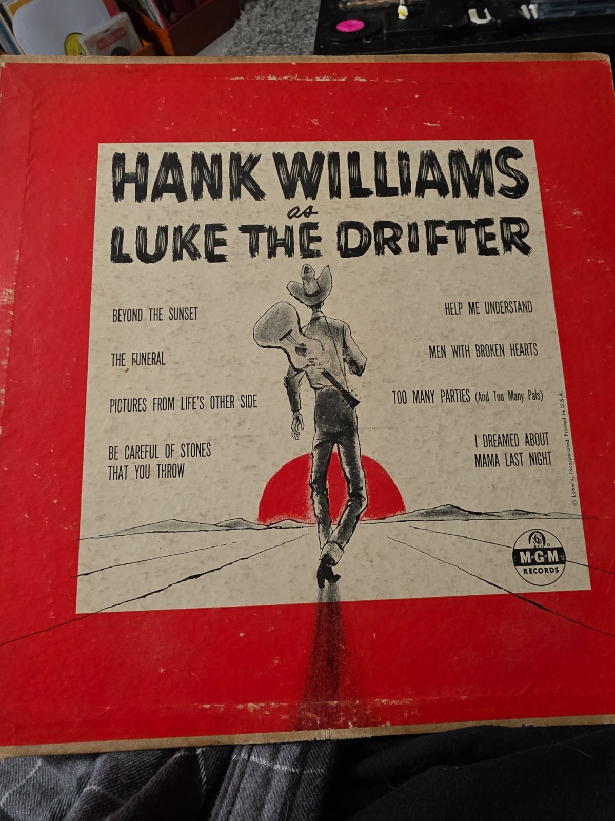 HANK WILLIAMS as LUKE THE DRIFTER (G+) Original 1955 MICROGROOVE LP MGM E3267 HANK WILLIAMS as LUKE THE DRIFTER (G+) Original 1955 MICROGROOVE LP MGM E3267