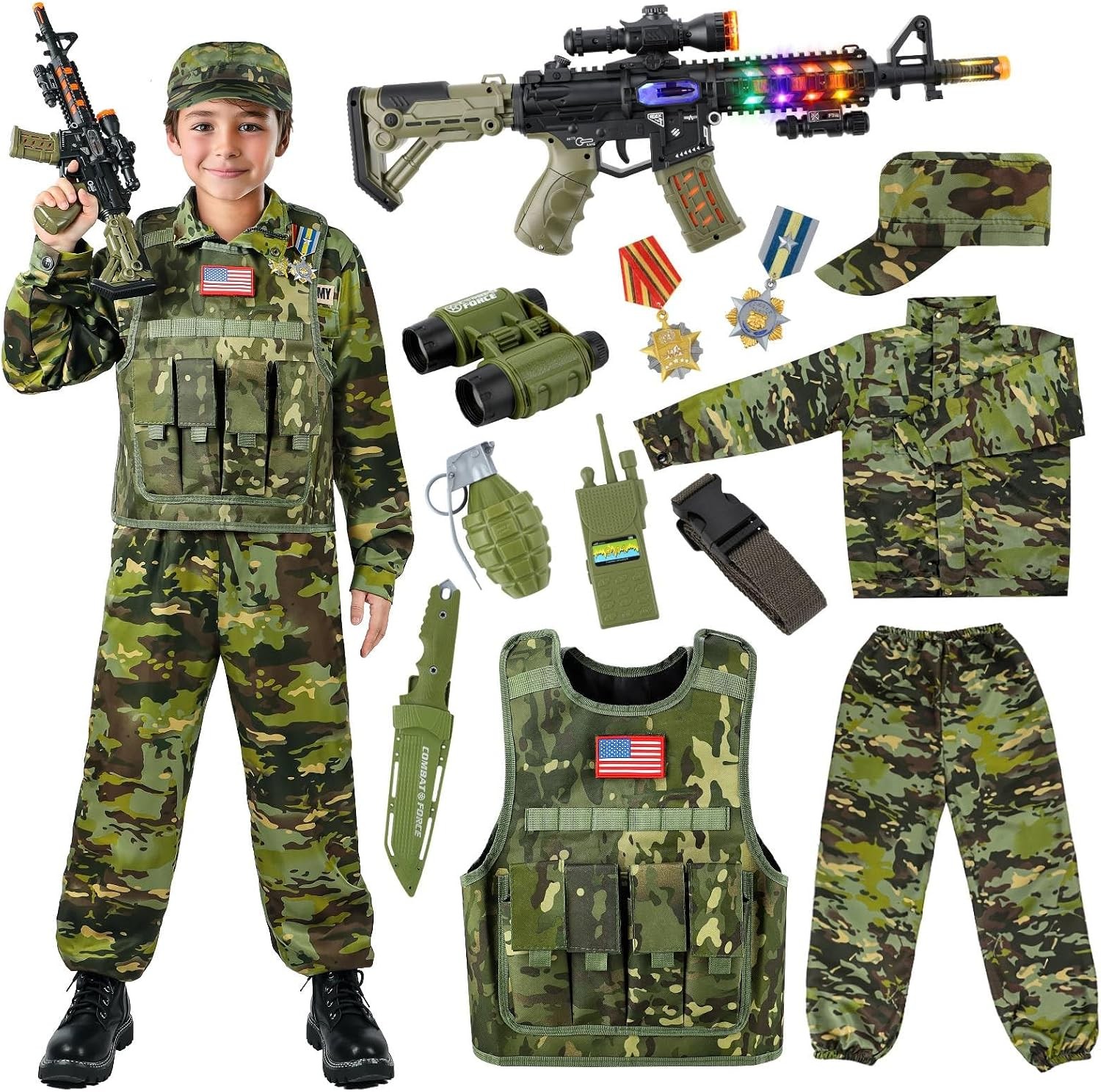 Metemot Kids Army Costume for Boys, Military Soldier Costume with Army Toys, ... Metemot Kids Army Costume for Boys, Military Soldier Costume with Army Toys, ...