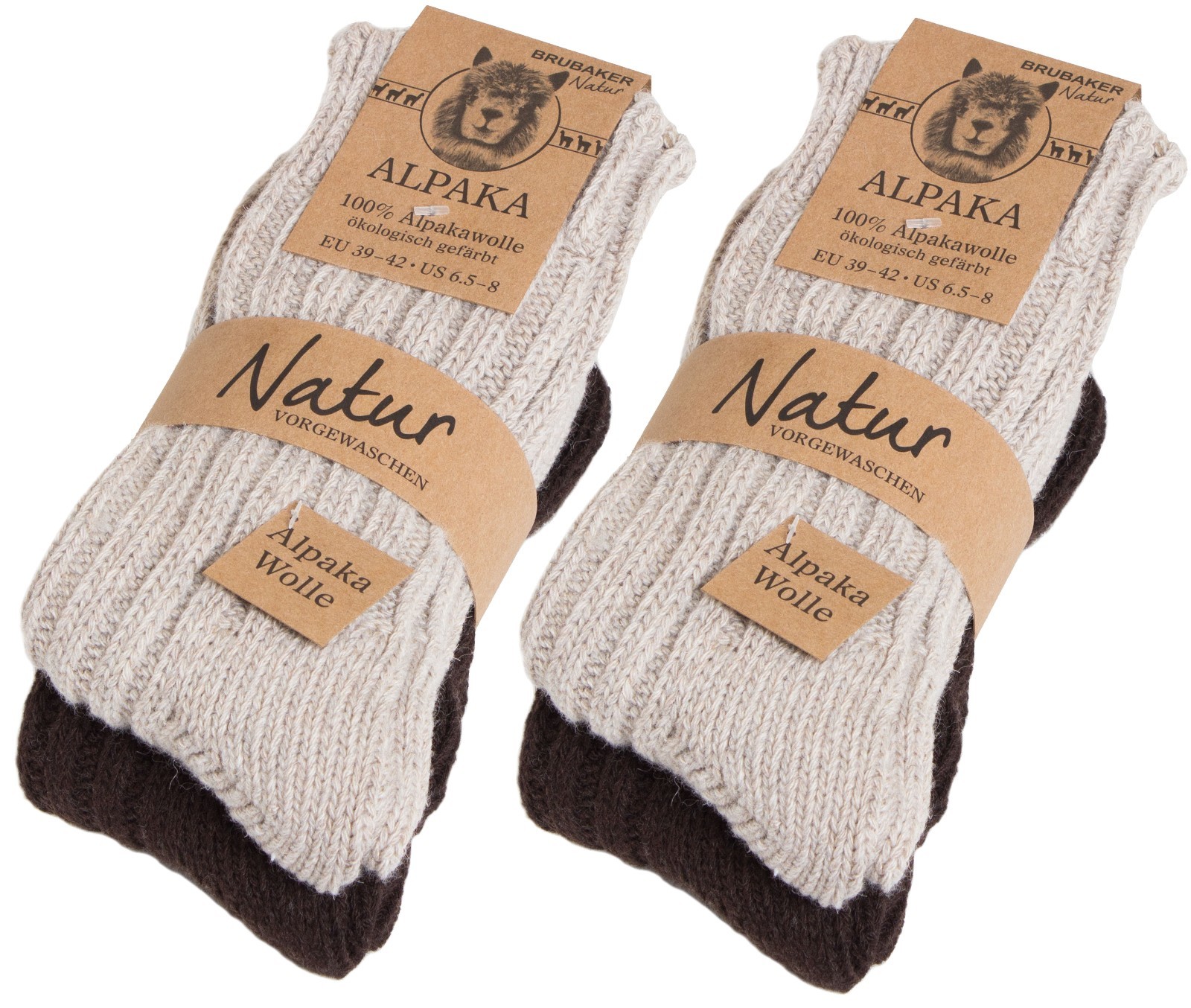 BRUBAKER Men's Women's Alpaca Wool Socks Winter Socks for Men Women 4 Pair Pack