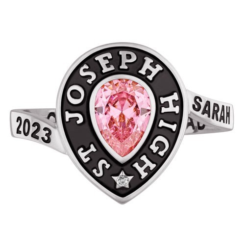 Order Now For 2025 Graduation Women\'s Pear Birthstone Class Ring In 925 Silver